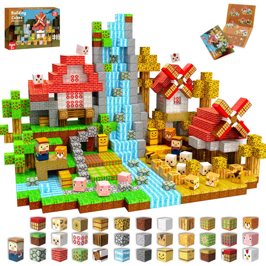 Magneverse farm animals magnetic blocks with windmill for imaginative countryside play