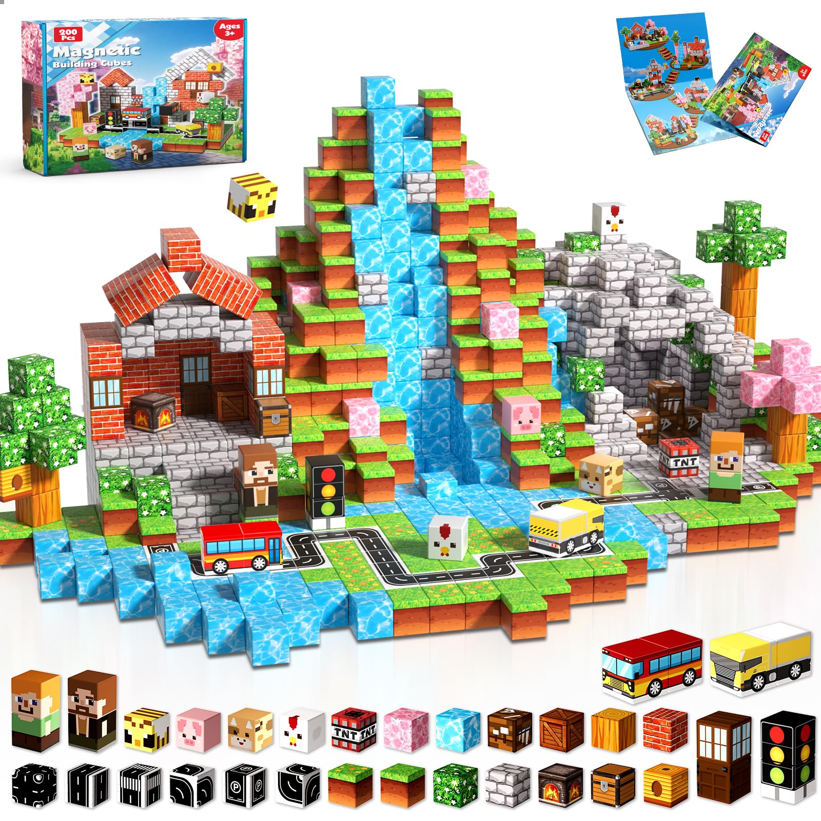 Magneverse forest 0-8in magnetic cubes for creative building and STEM play.