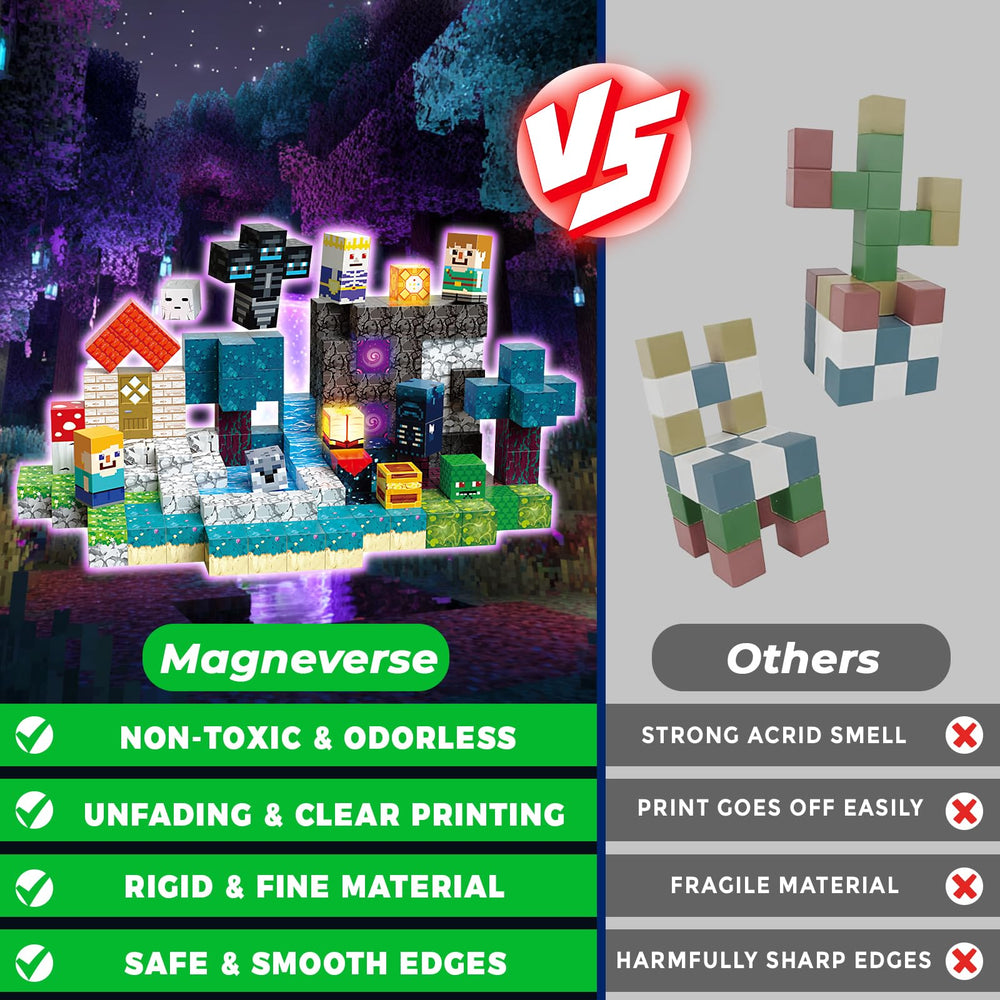 Magneverse magnetic blocks feature strong magnets for secure connections