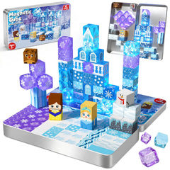 Magneverse magnetic blocks in travel tin box for on-the-go creativity.