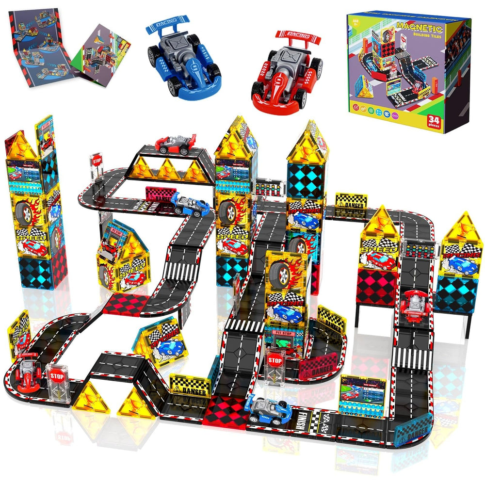 Magneverse Magnetic Tiles Road Set box art inspires imaginative play and early STEM exploration.