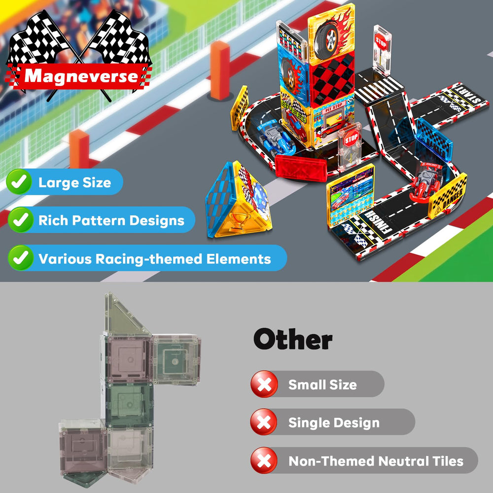 Magneverse podium illustrates winner's stand for celebratory pretend play.