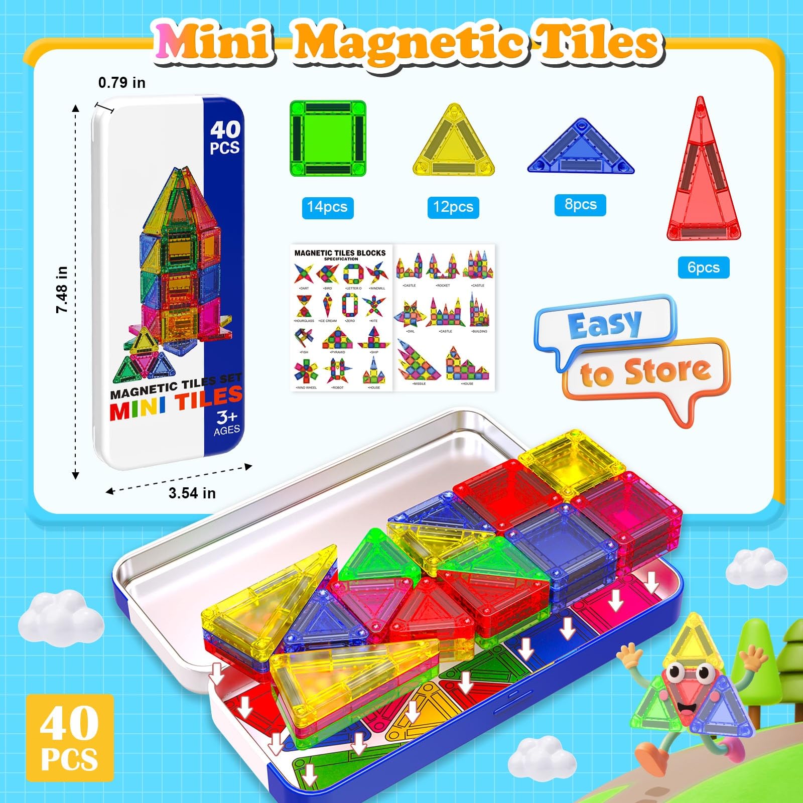 Magneverse Mini Tiles compatible with regular tiles to expand creativity during travel.