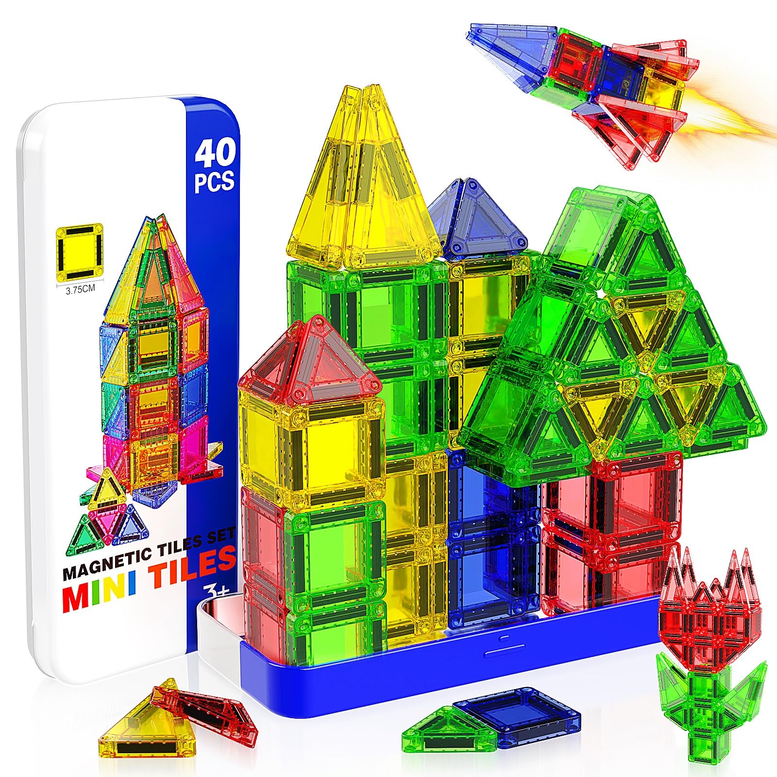 Magneverse Mini Tiles travel tin box for mess-free play on the go.
