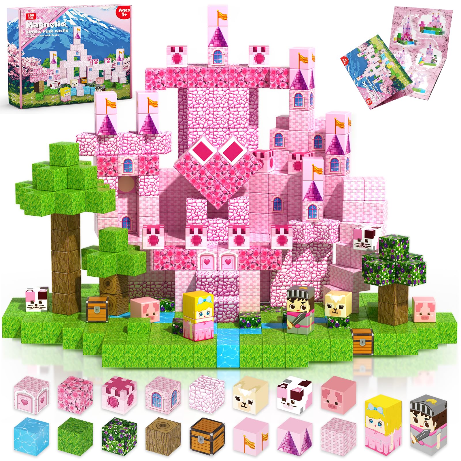 Magneverse Pink Princess Castle 100pcs sparks imaginative play and royal-build adventures.
