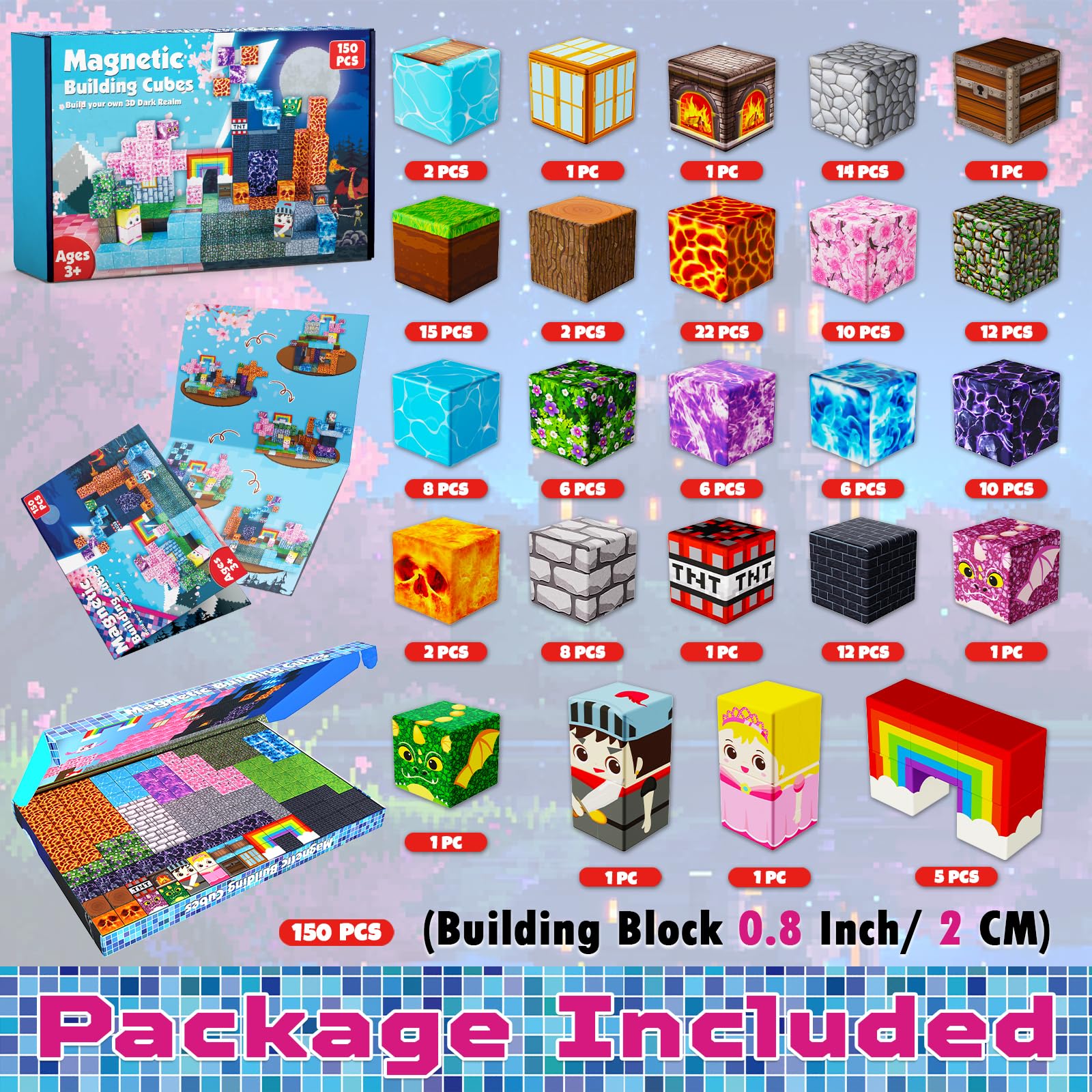Magneverse princess-knight theme blocks for imaginative play and storytelling.