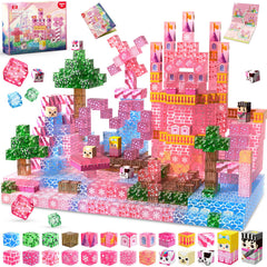 Magneverse Transparent Pink Castle blocks for sparkling pretend play and storytelling