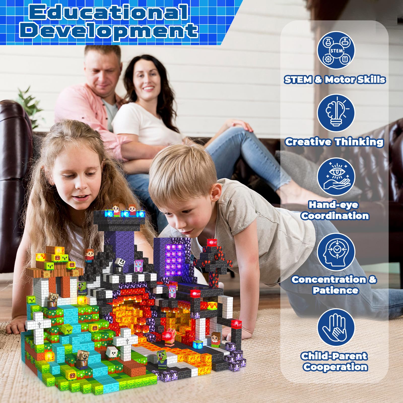 Magnevia STEM blocks boost imagination and hand-eye coordination during play.
