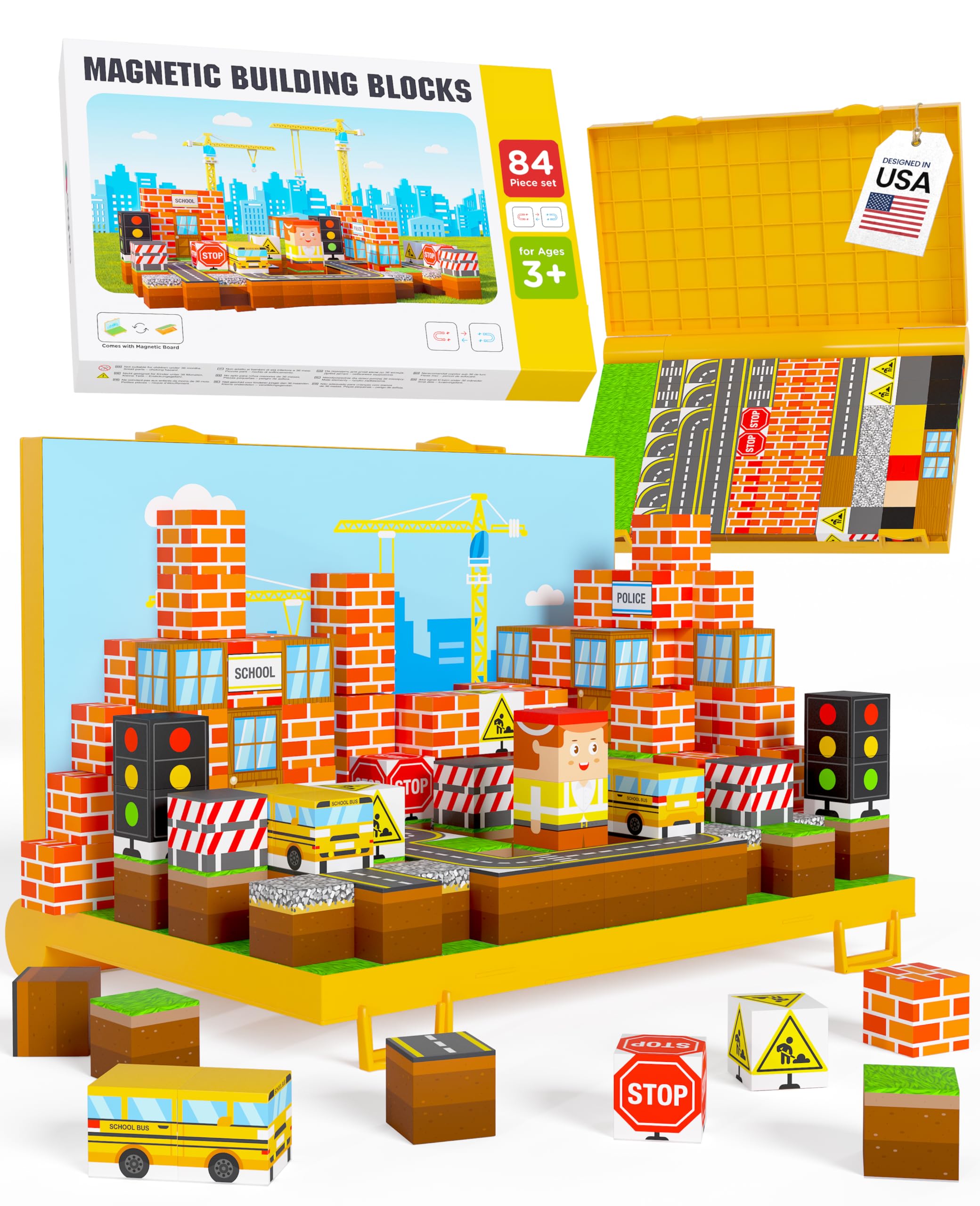 Magnezo Gift-Ready Pixy building blocks on a bright play board for creative play