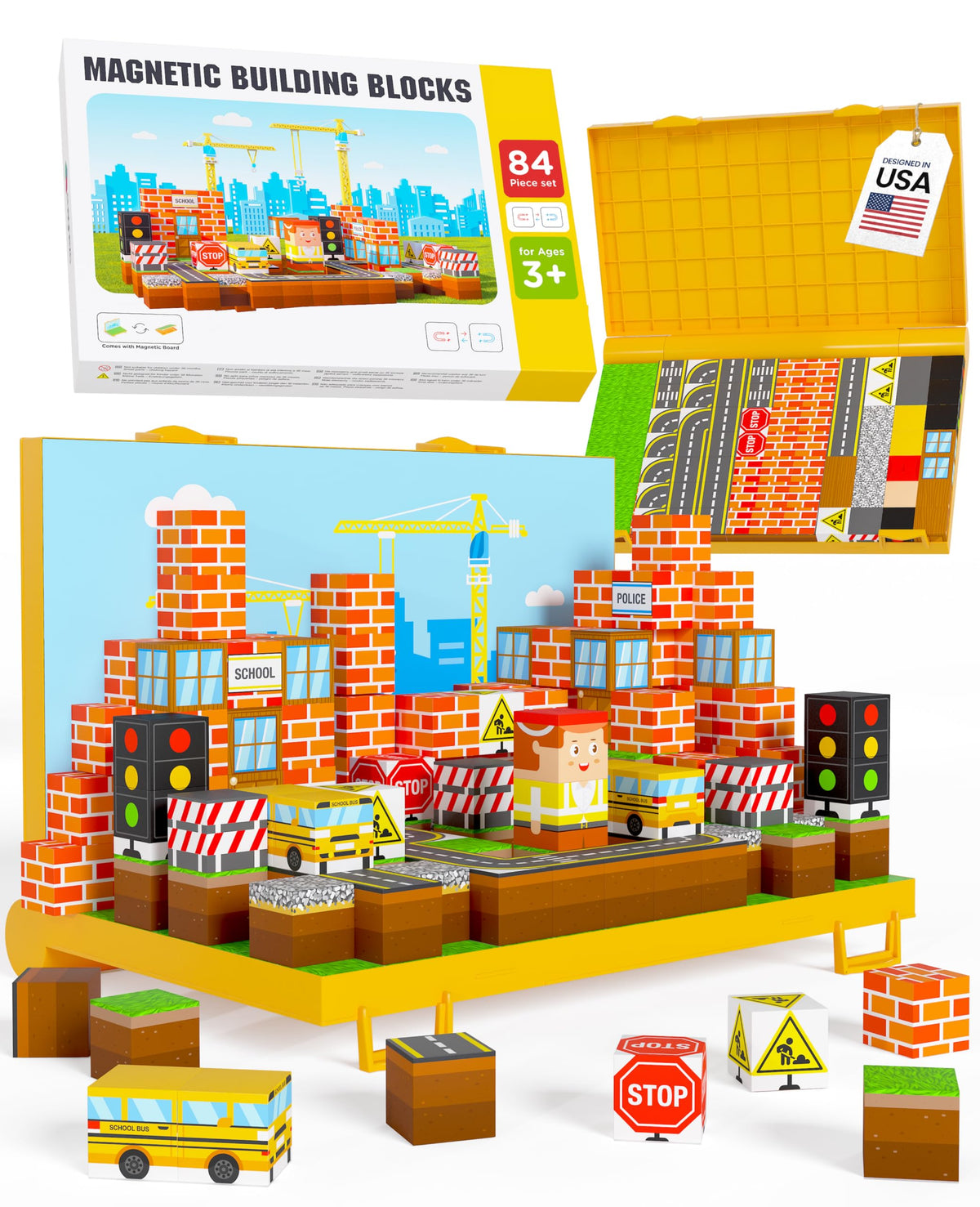 Magnezo Gift-Ready Pixy building blocks on a bright play board for creative play