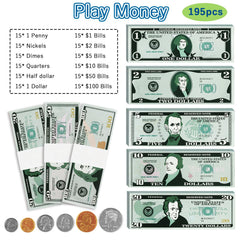 MAGLOGY play money kids counting practice with bills and coins
