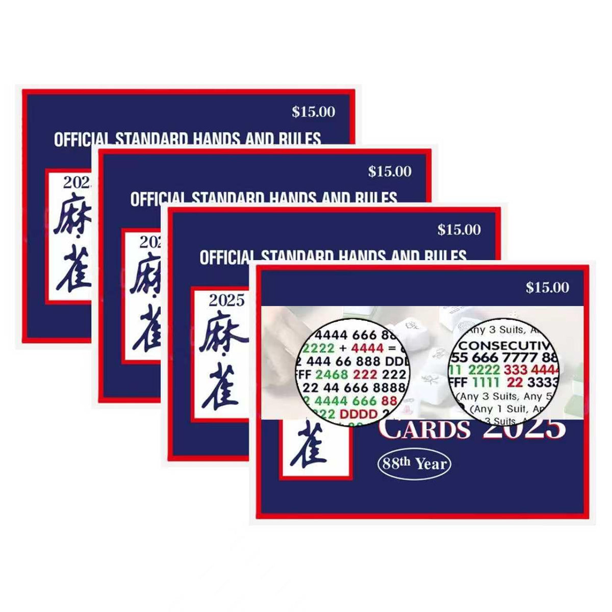 Mah Jong Cards 2025 official revision, front view, ideal for organized game nights