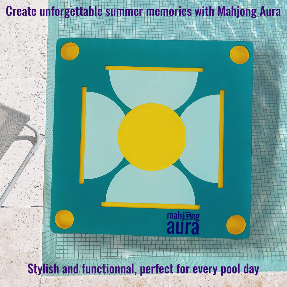 Mahjong Aura floating table for card games and snacks in a hot tub