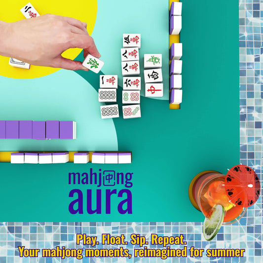 Mahjong Aura poolside floating table enabling dominoes and Scrabble