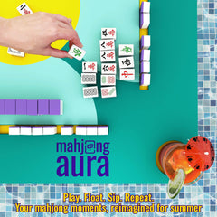 Mahjong Aura poolside floating table enabling dominoes and Scrabble
