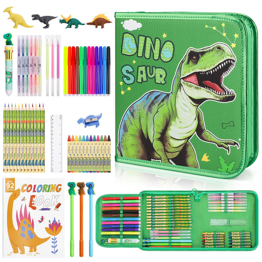 MAIGOZON fruit scented markers set in glitter dinosaur pencil case boosts creativity in kids
