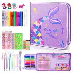 MAIGOZON Mermaid Art Kit pencil case with glitter mermaid design for organized creativity