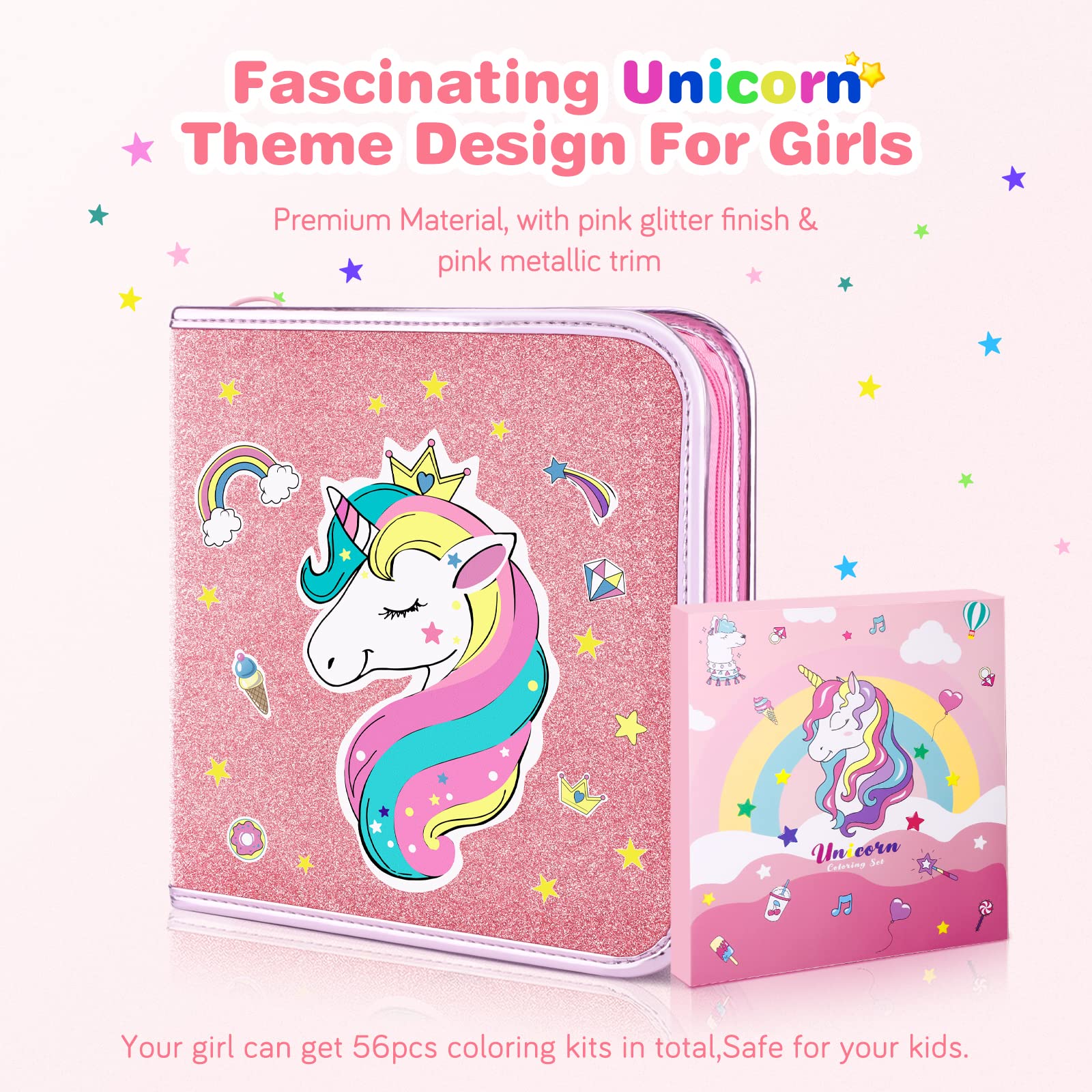 MAIGOZON portable unicorn zipper case keeps art supplies organized