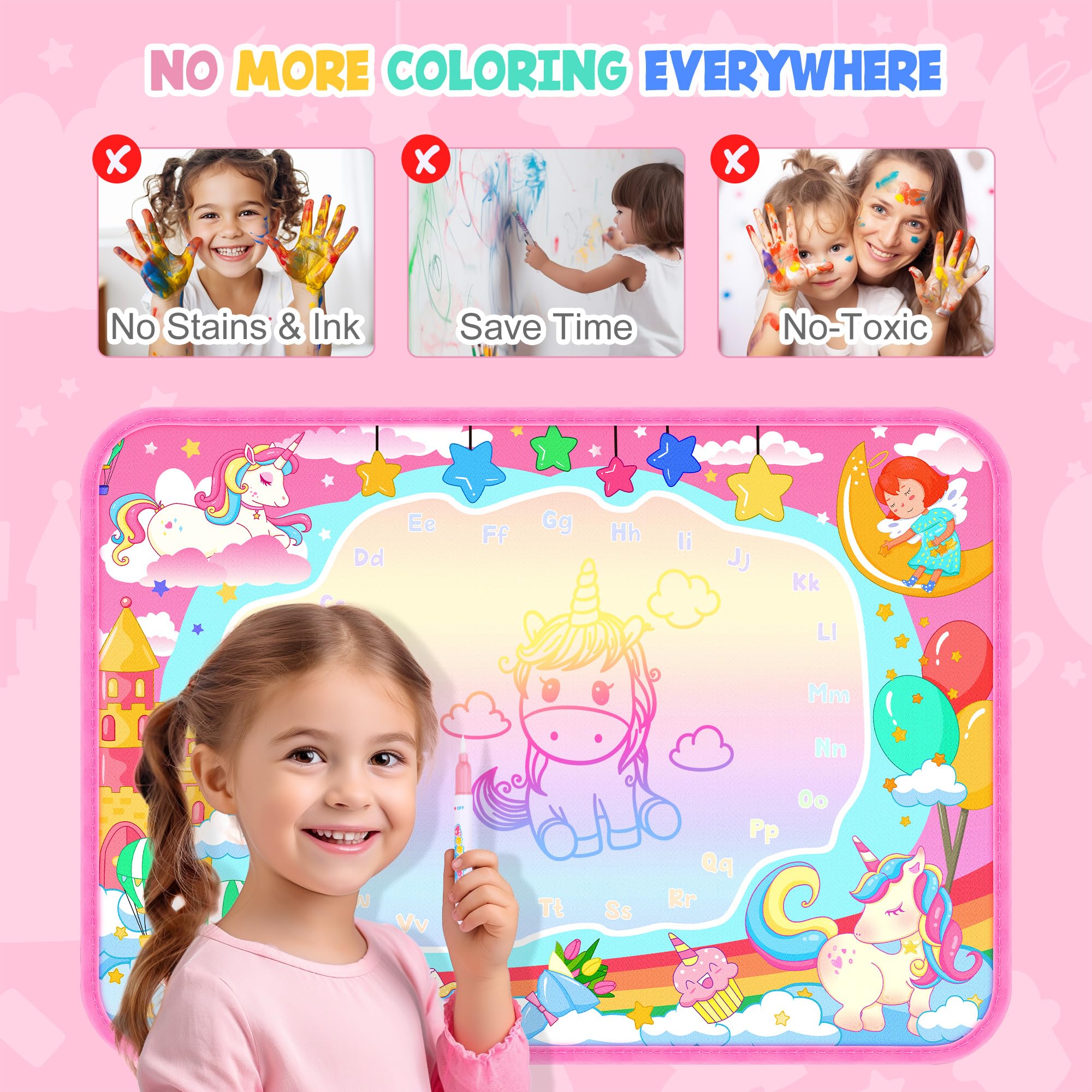 MAIGOZON complete set includes pens and boards for versatile, no-muss art sessions.