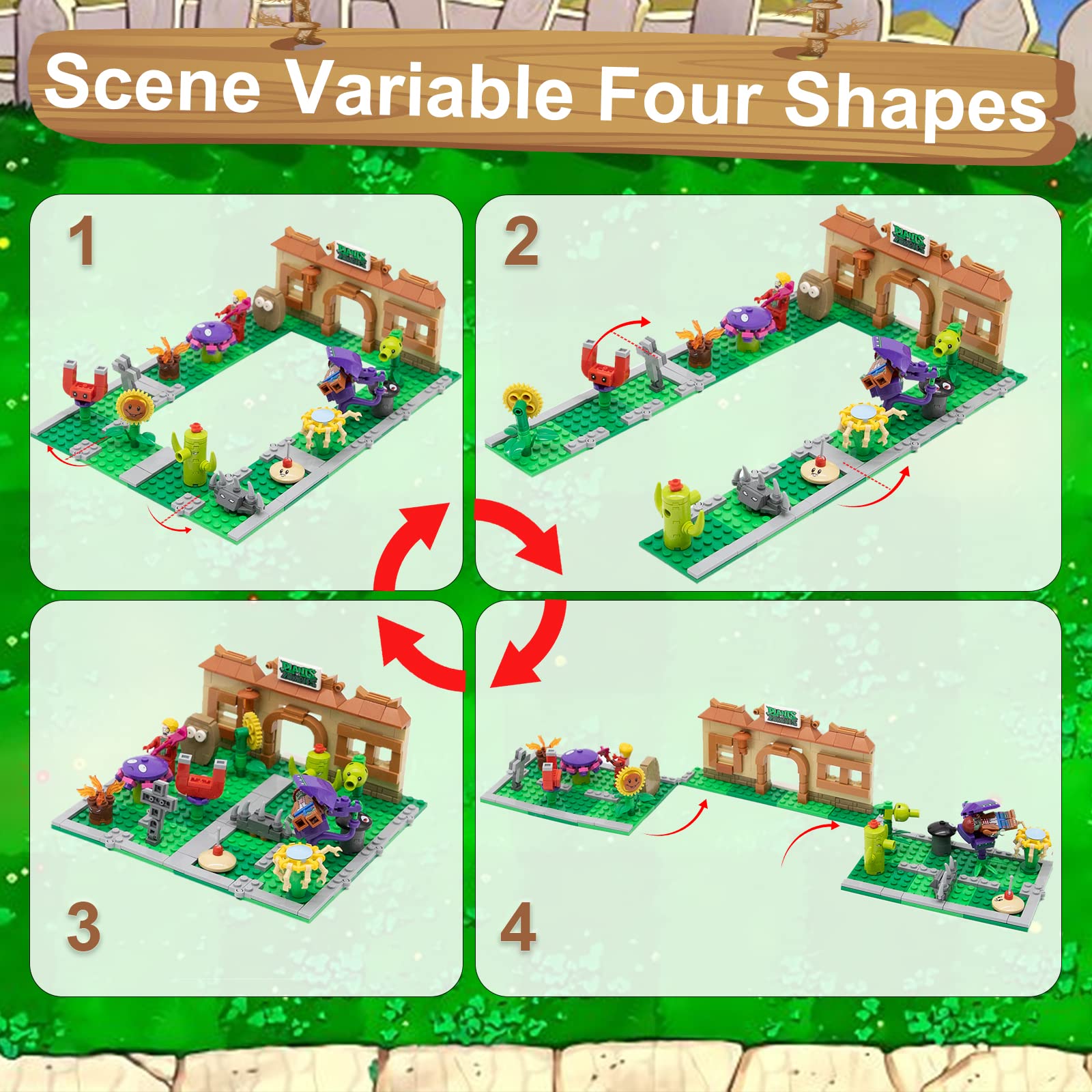 Maikerry PVZ assembly scene variations offering four play environments