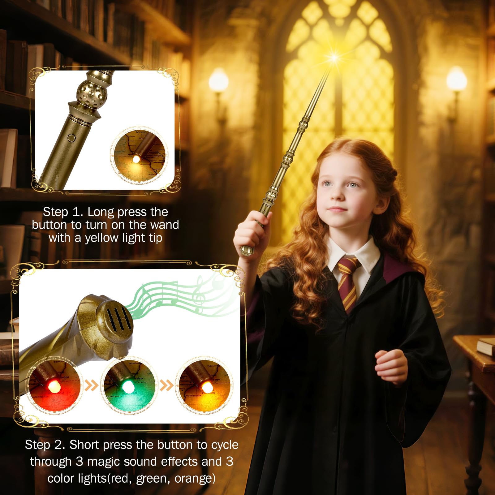 Maikoi wizard wand red glow with sound for party magic