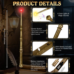 Maikoi wizard wand yellow glow with sound for spellcasting play