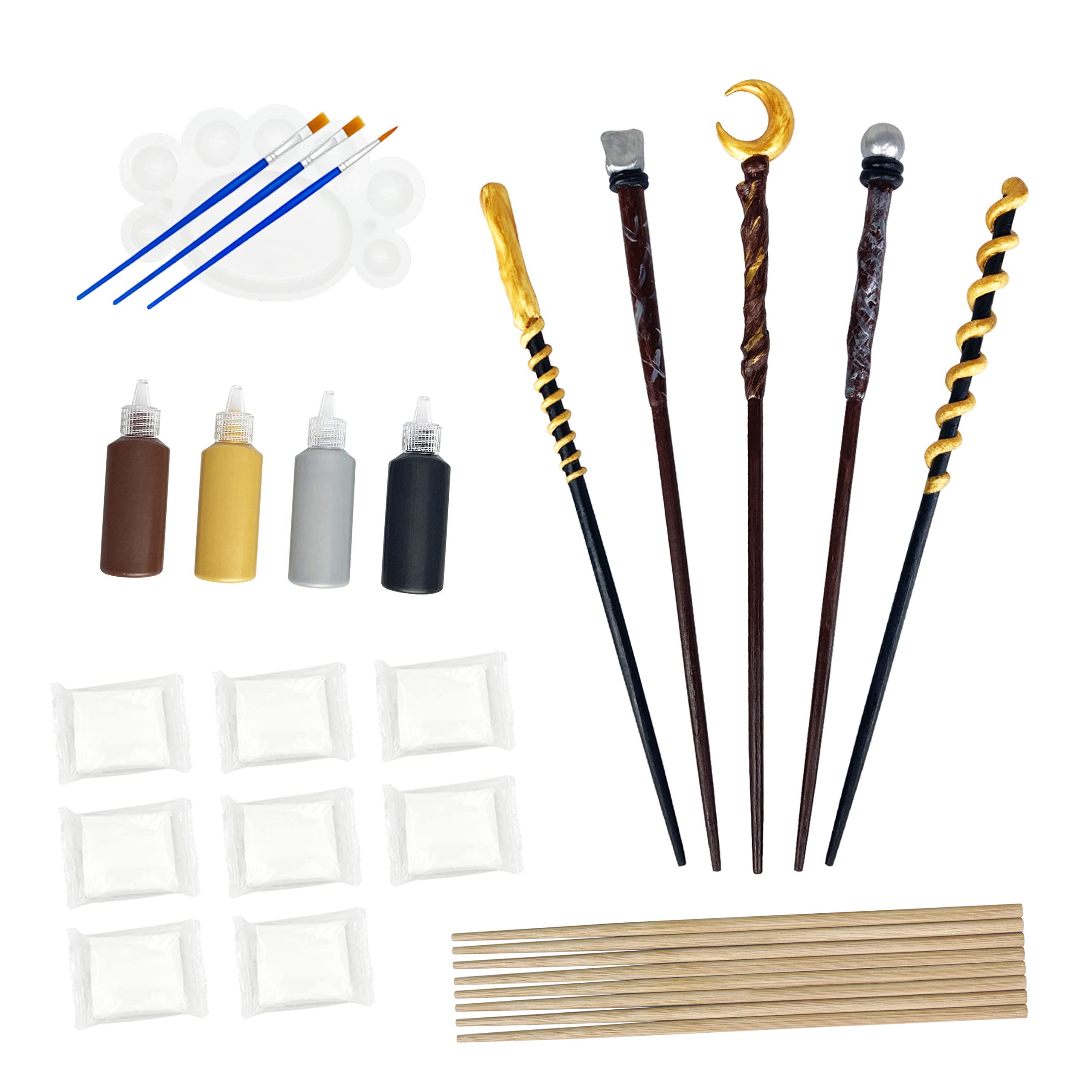 Maikoi Magic Wand kit: wooden wands for kids' creative play and party activities