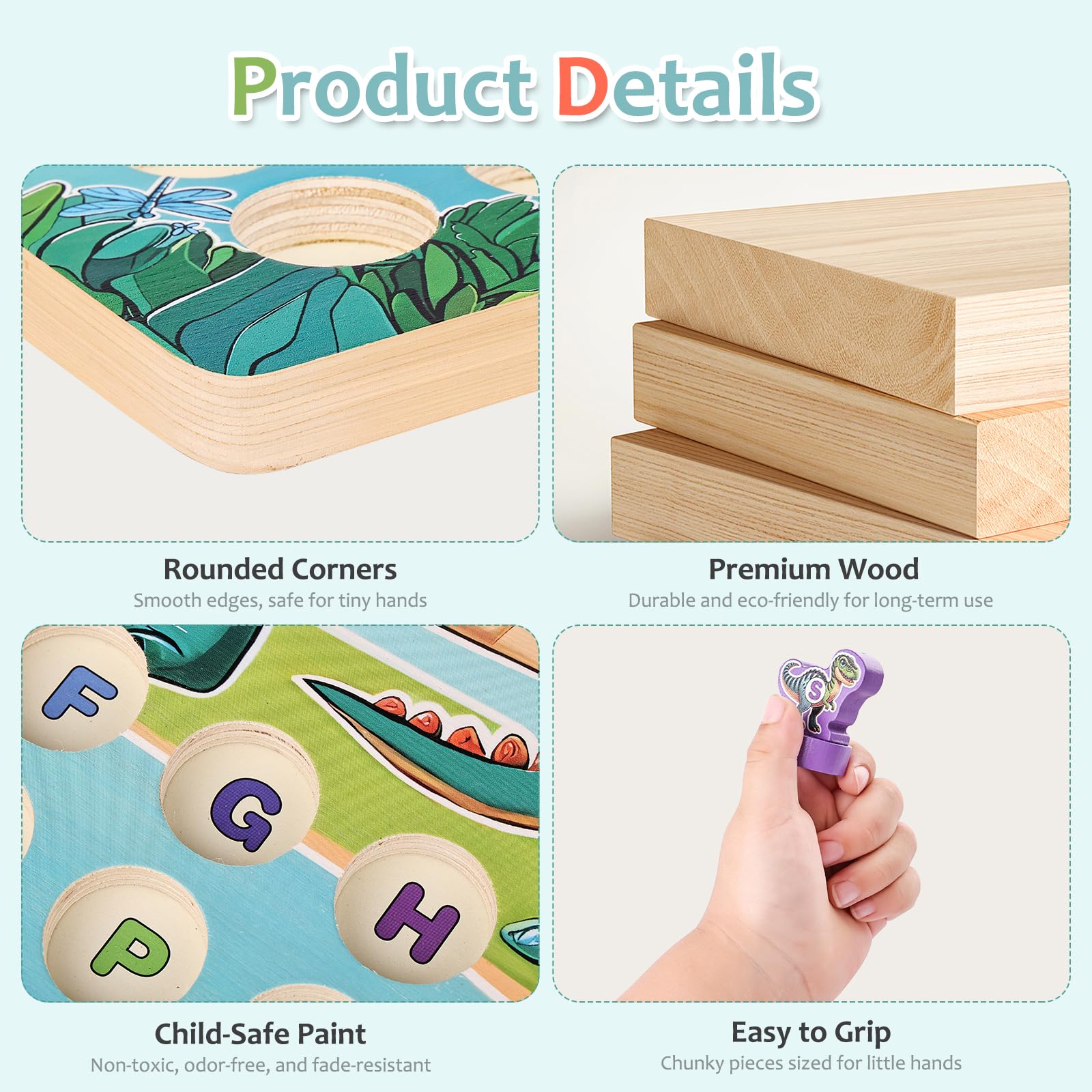Mailuren wooden dinosaur magnets offering tactile learning for curious toddlers