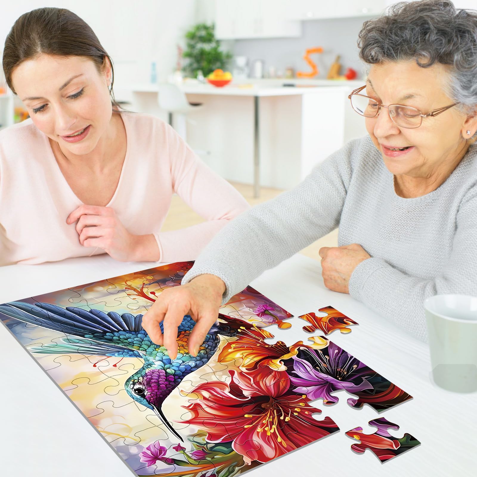Maiqufa puzzle setup promotes social interaction with family or caregivers during collaborative play.