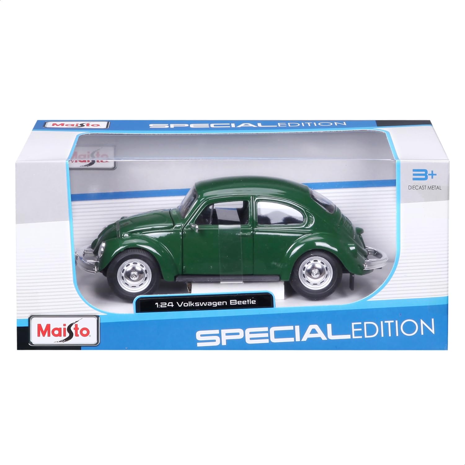 Maisto Beetle 1:24 SE, presented in green, ideal gift for car enthusiasts