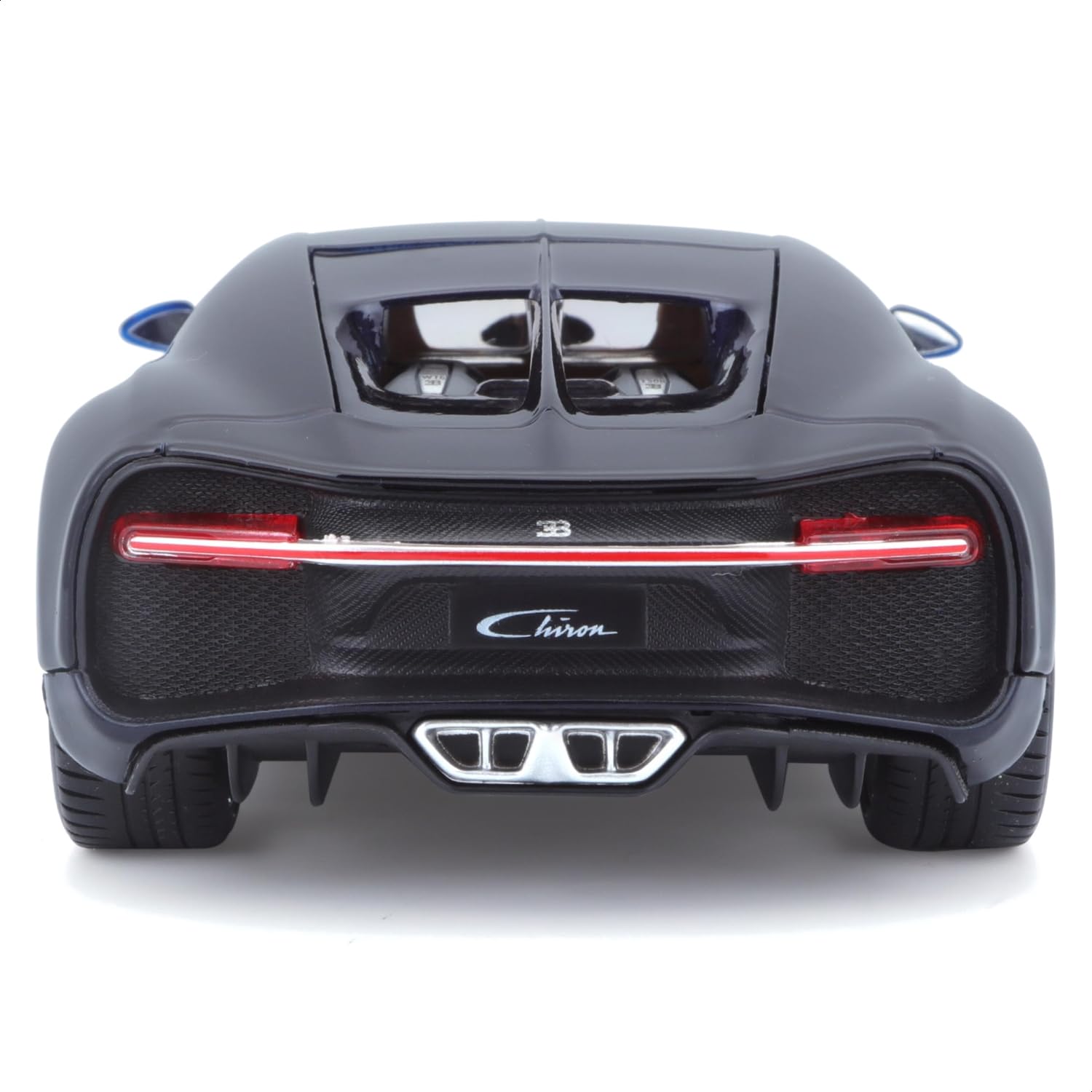 Maisto Bugatti Chiron die-cast metal body with plastic details for durability and realism.