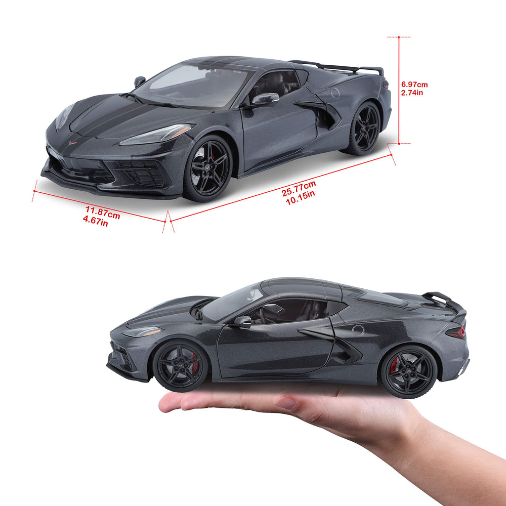 Maisto 1:18 Corvette Stingray Z51 grey rear view showing taillights