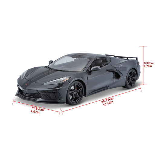 Maisto 1:18 Corvette Stingray Z51 grey side profile with opening doors