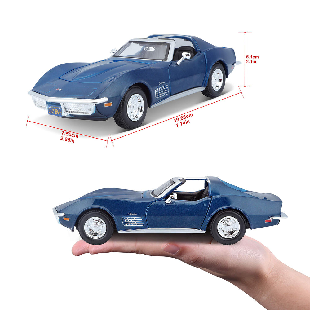 Maisto Corvette blue engine-compartment offers a peek at the power plant.