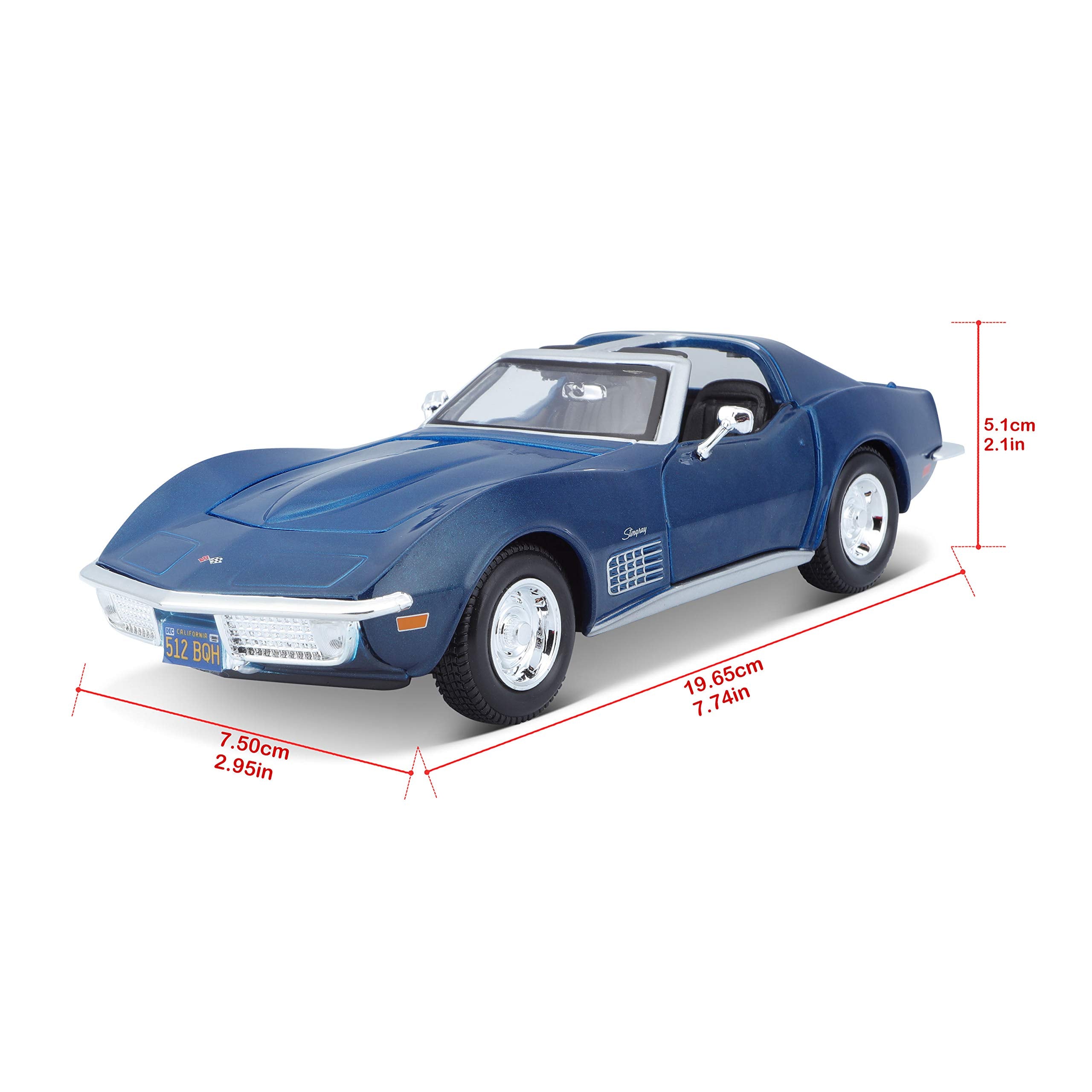Maisto Corvette blue interior-detailed view reveals realistic cockpit.