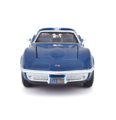 Maisto Corvette blue scale-1-24 reference for collectible sizing.