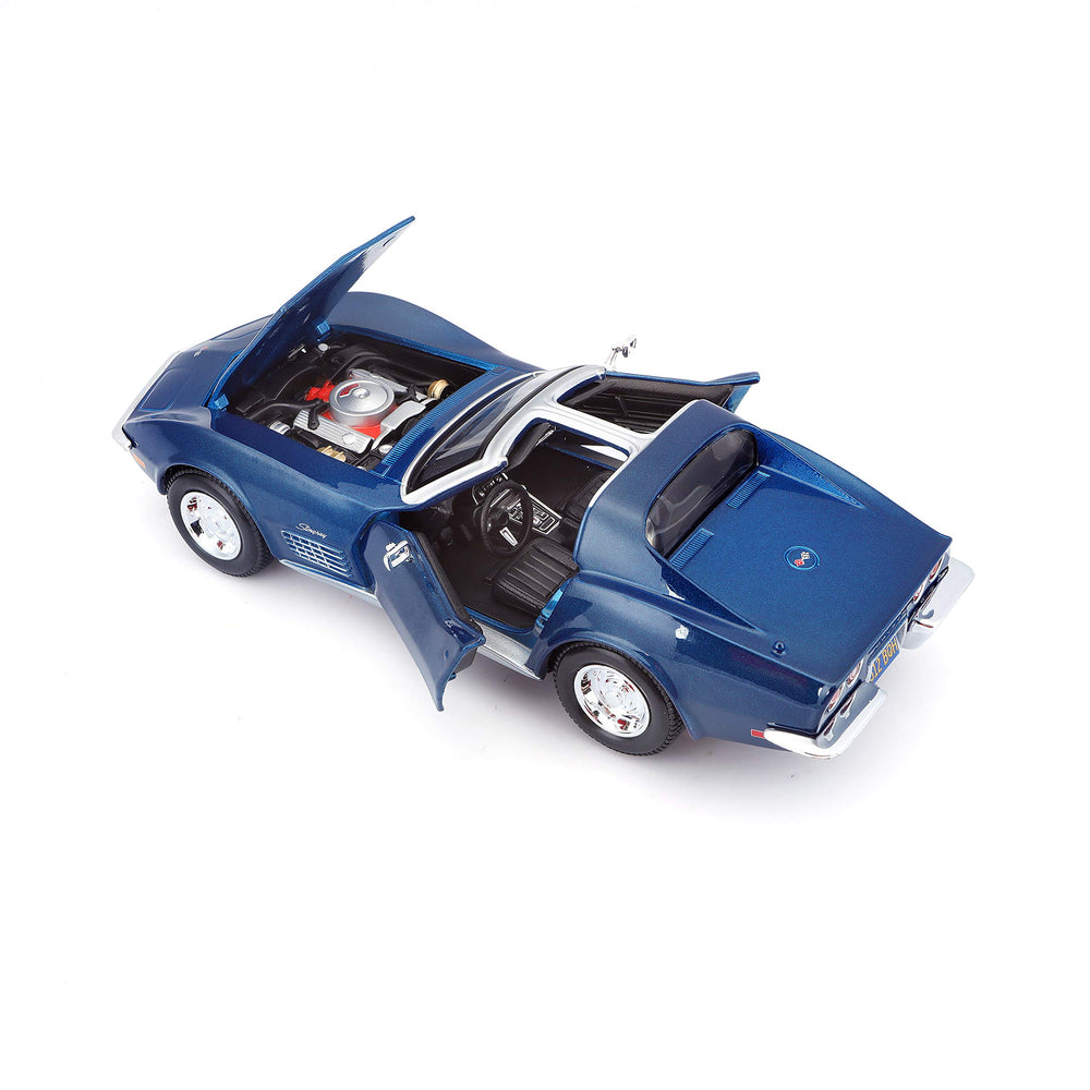 Maisto Corvette blue wheels-closeup highlights smooth rolling detail.