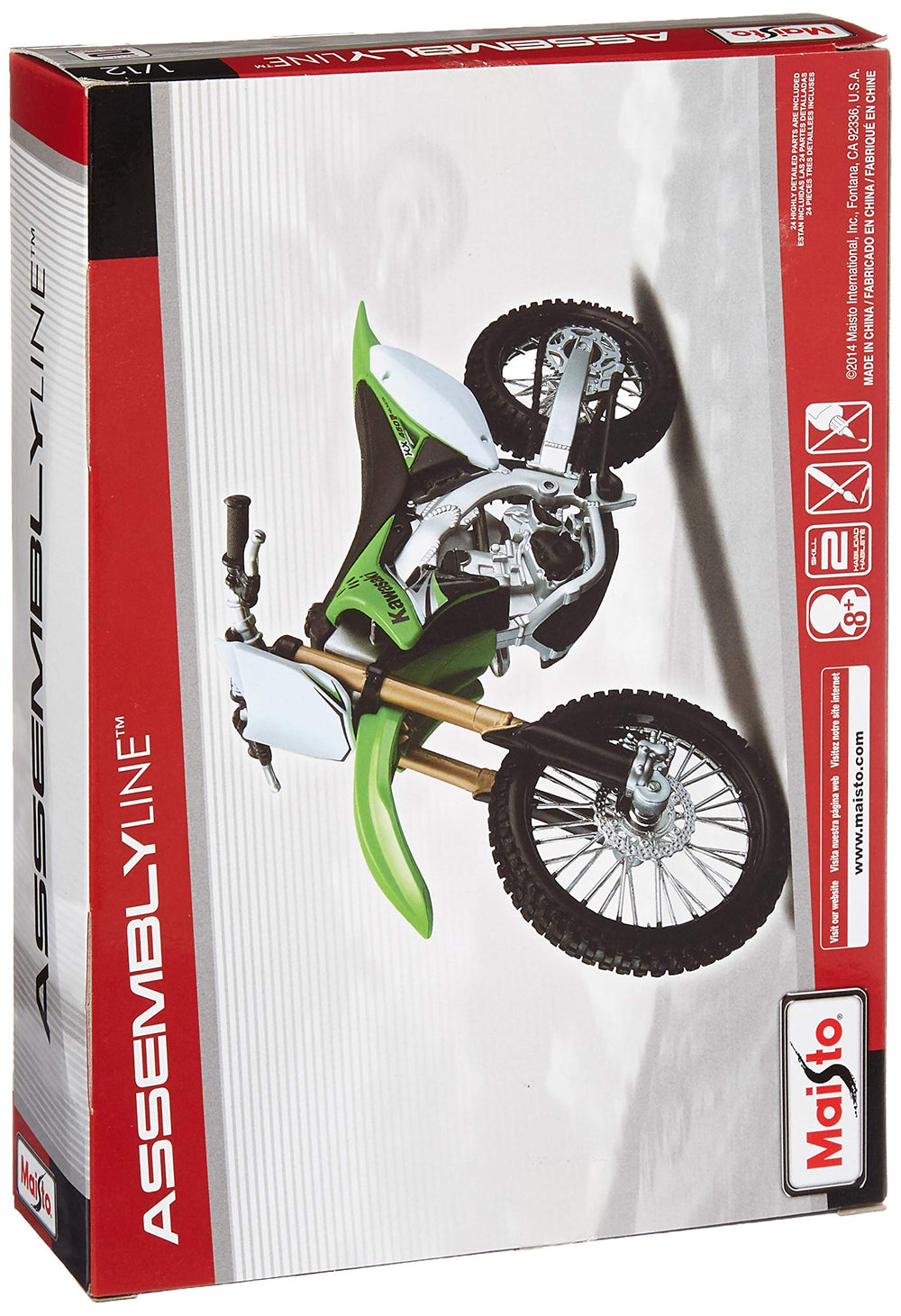 Maisto Kawasaki KX450F model side detail for accurate scale modeling.