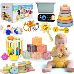 Majabike 9-in-1 Montessori toys packaging showing the complete learning set for babies.