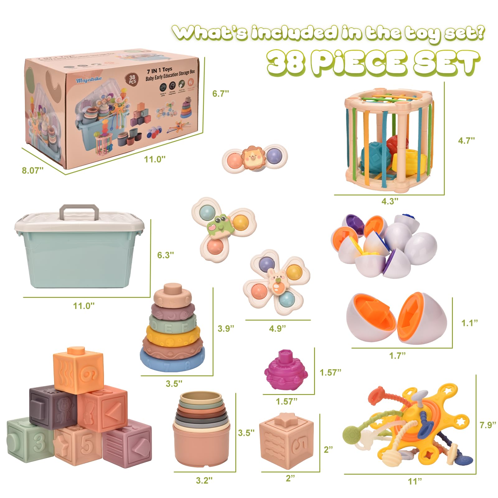Majabike Montessoriii stacking rings foster color and size recognition and coordination.