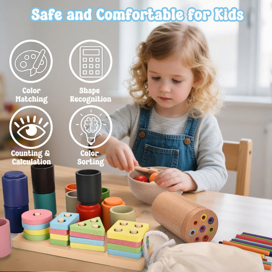 Majabike 16-piece wooden sorting puzzle aids color matching development