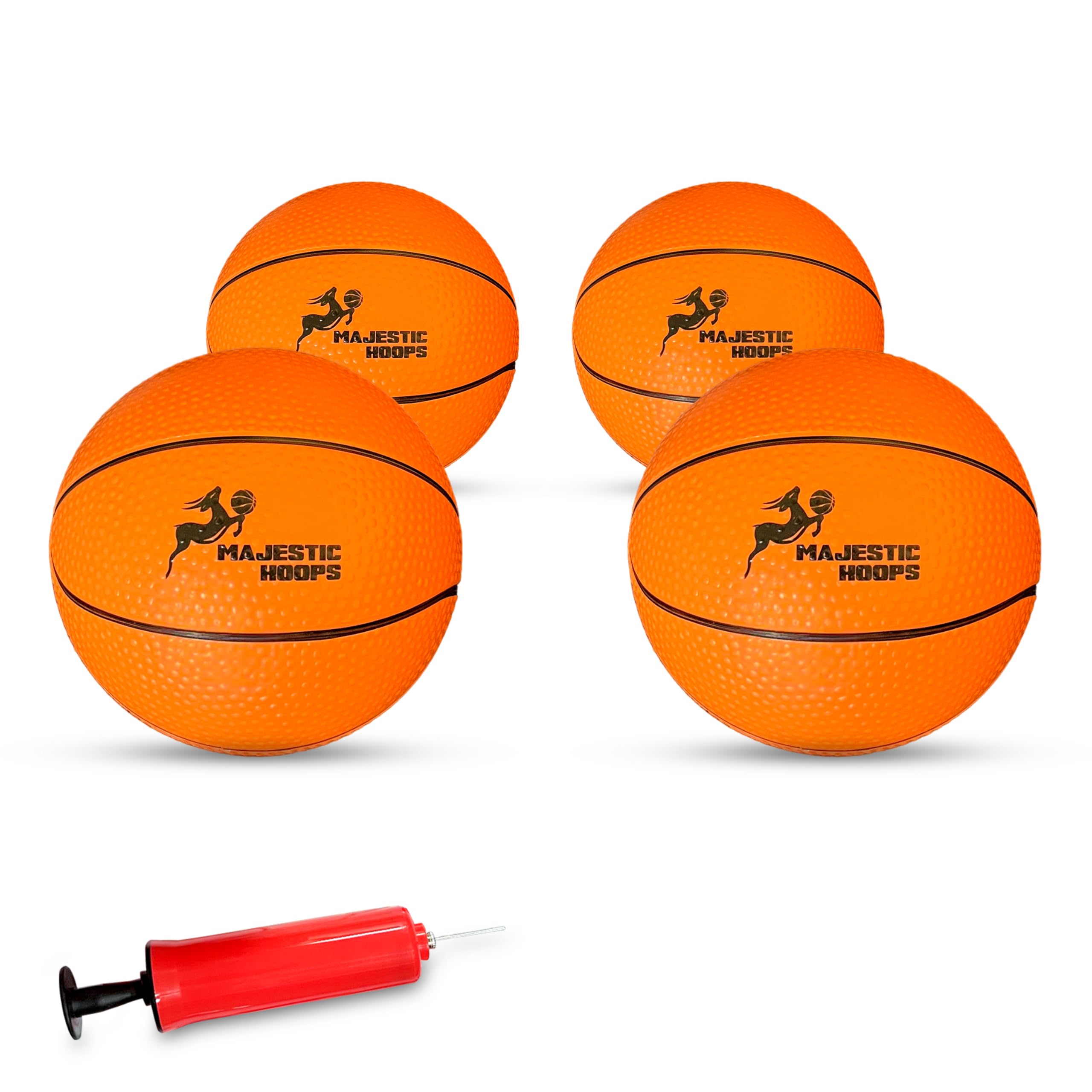 Majestic Hoops 5-inch mini basketball with pump for quick inflation and play