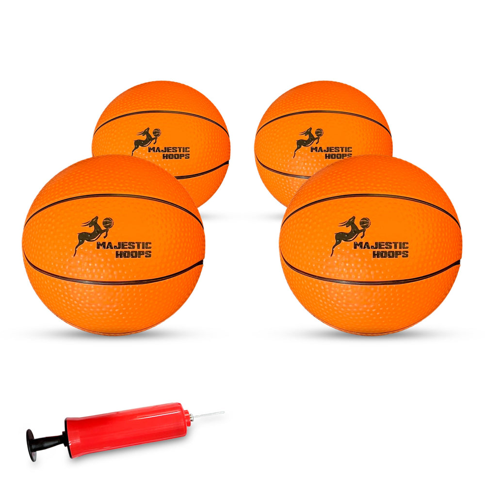 Majestic Hoops 5-inch mini basketball with pump for quick inflation and play