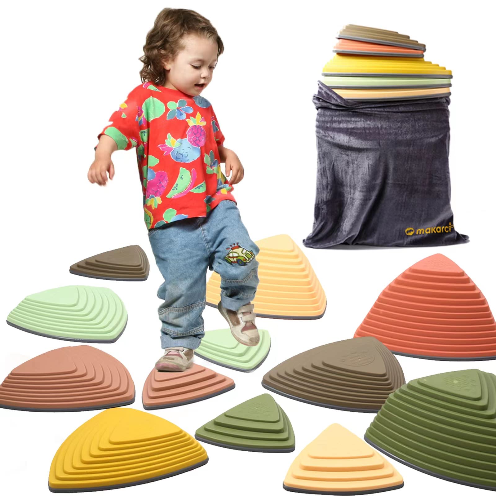 makarci stepping stones forest set with non-slip texture for safe outdoor play