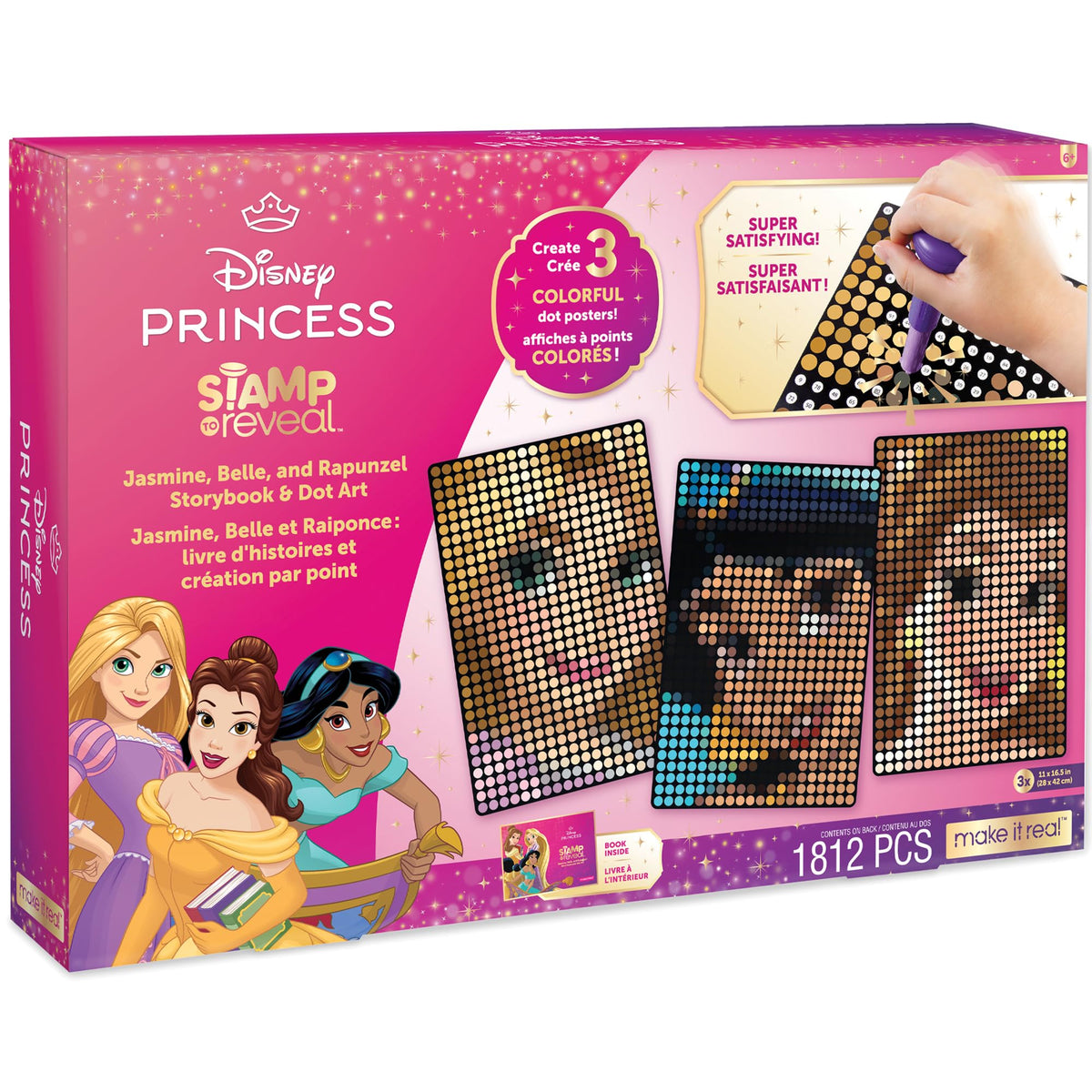 Make It Real Disney Princess Dot Art stamping in action reveals Jasmine with vibrant, satisfying colors.