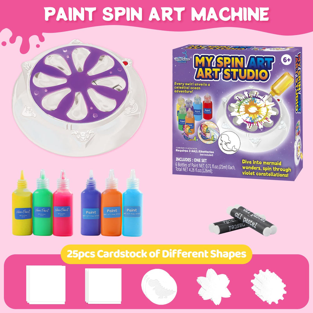 Make It Super Spin Art Machine Kit six bright paints spark bold color ideas.