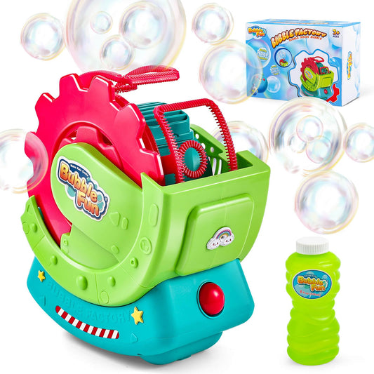 MAKE KIDS SMILE BUBBLE FUN bubble machine front view for safe indoor and outdoor play.