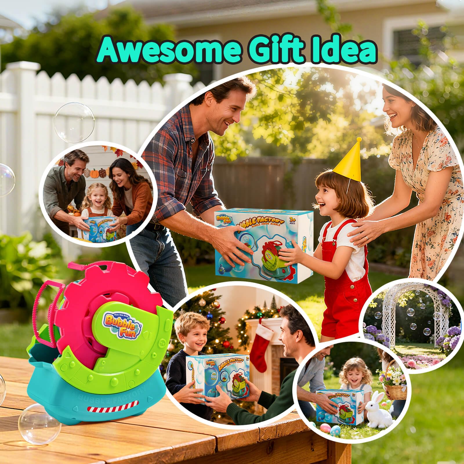MAKE KIDS SMILE BUBBLE FUN bubbles spark curiosity about motion and science.
