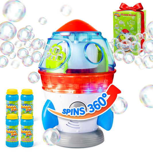 Make Kids Smile Rocket Bubble Machine with dual outlets for a big backyard bubble show