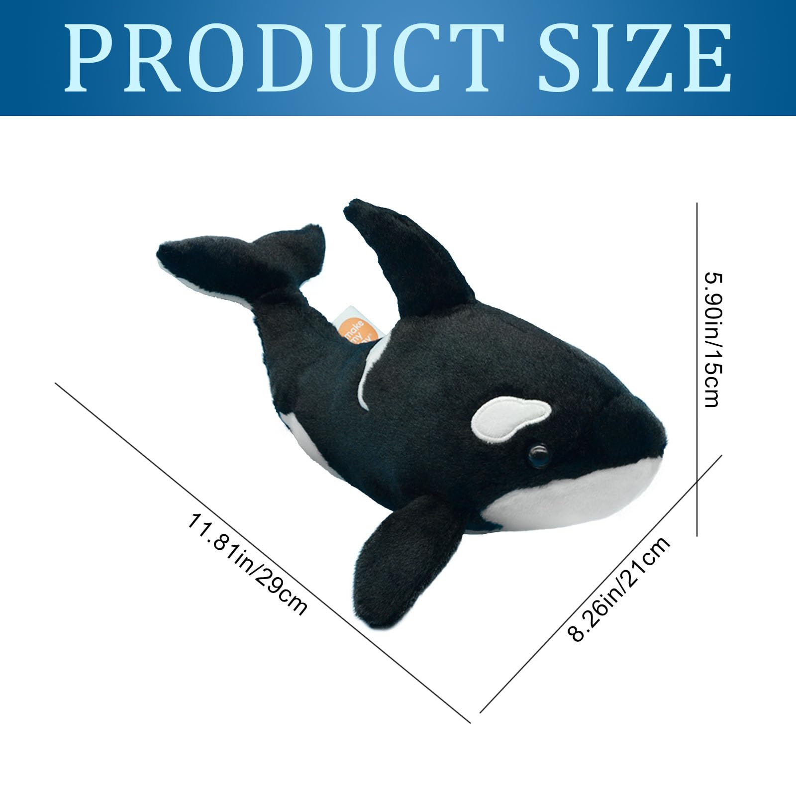 Make My Day Orca Plush 11.8-inch soft touch for comforting playtime.